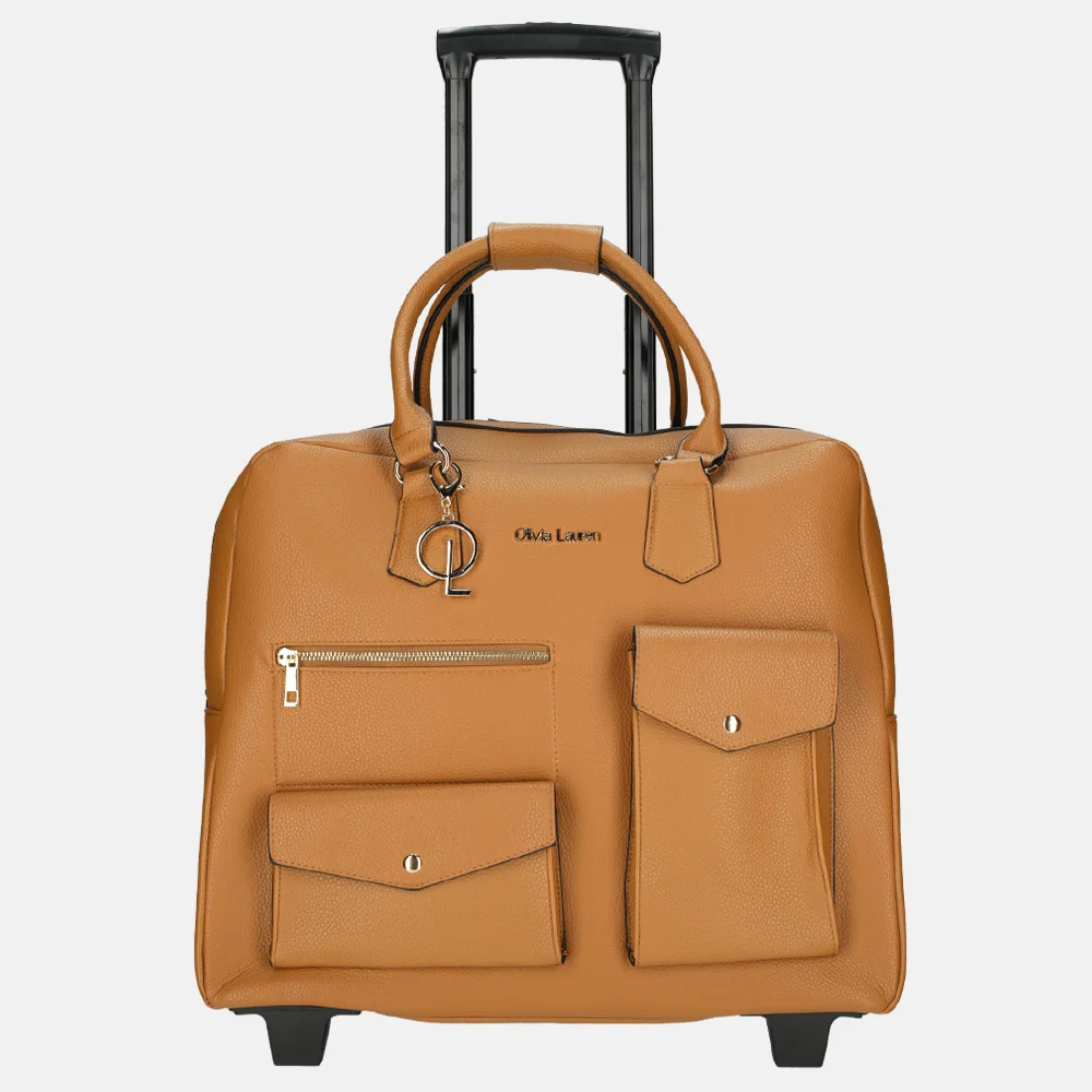 Olivia Lauren Denver business trolley 17 inch cognac bij Duifhuizen