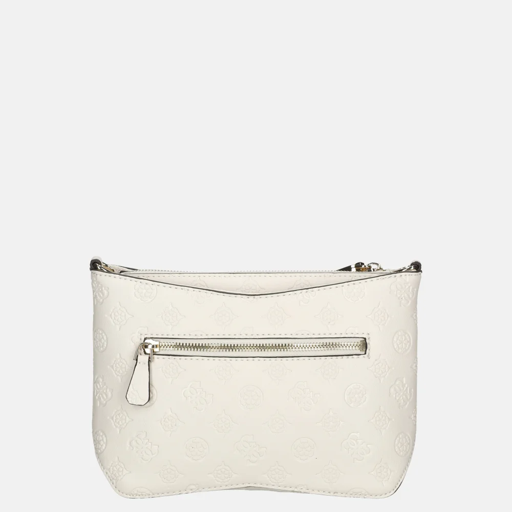 Guess Gerty top zip crossbody tas off white bij Duifhuizen