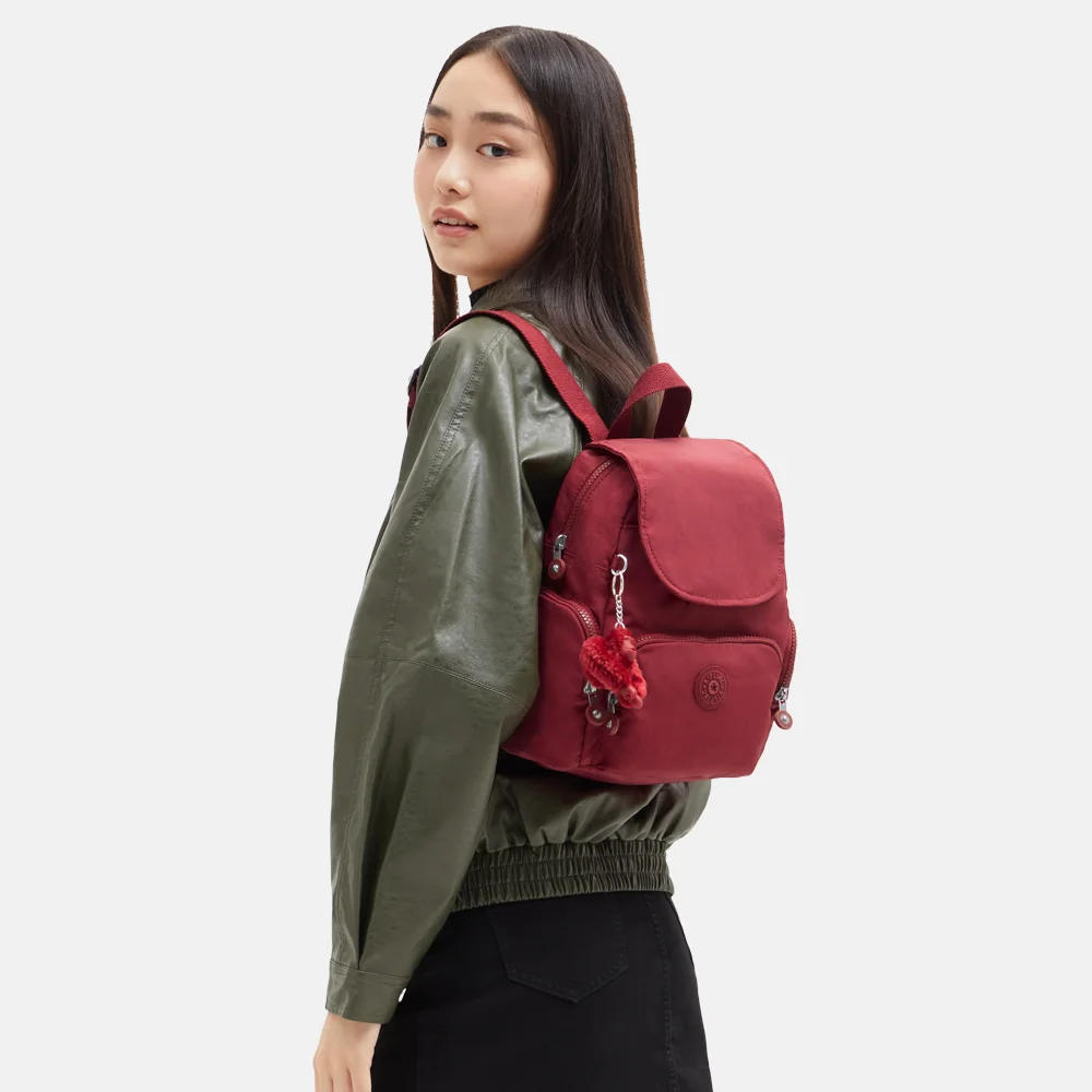 Kipling City Zip rugzak mini funky red bij Duifhuizen