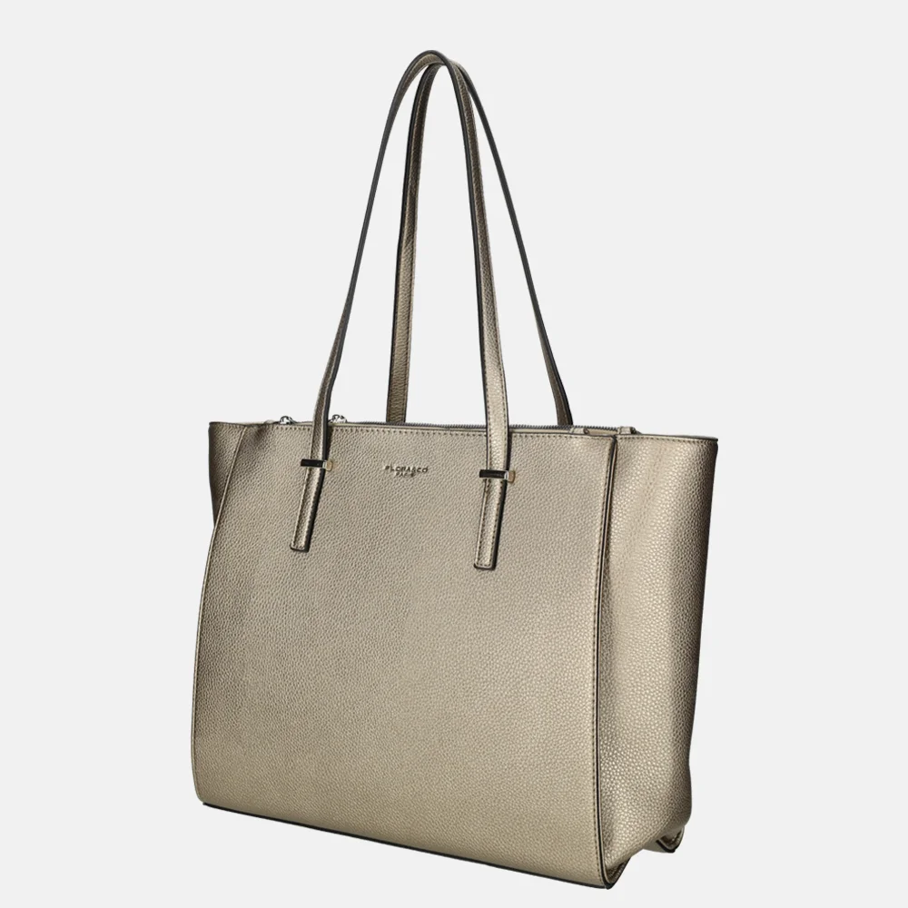 Flora & Co shopper taupe metalise bij Duifhuizen