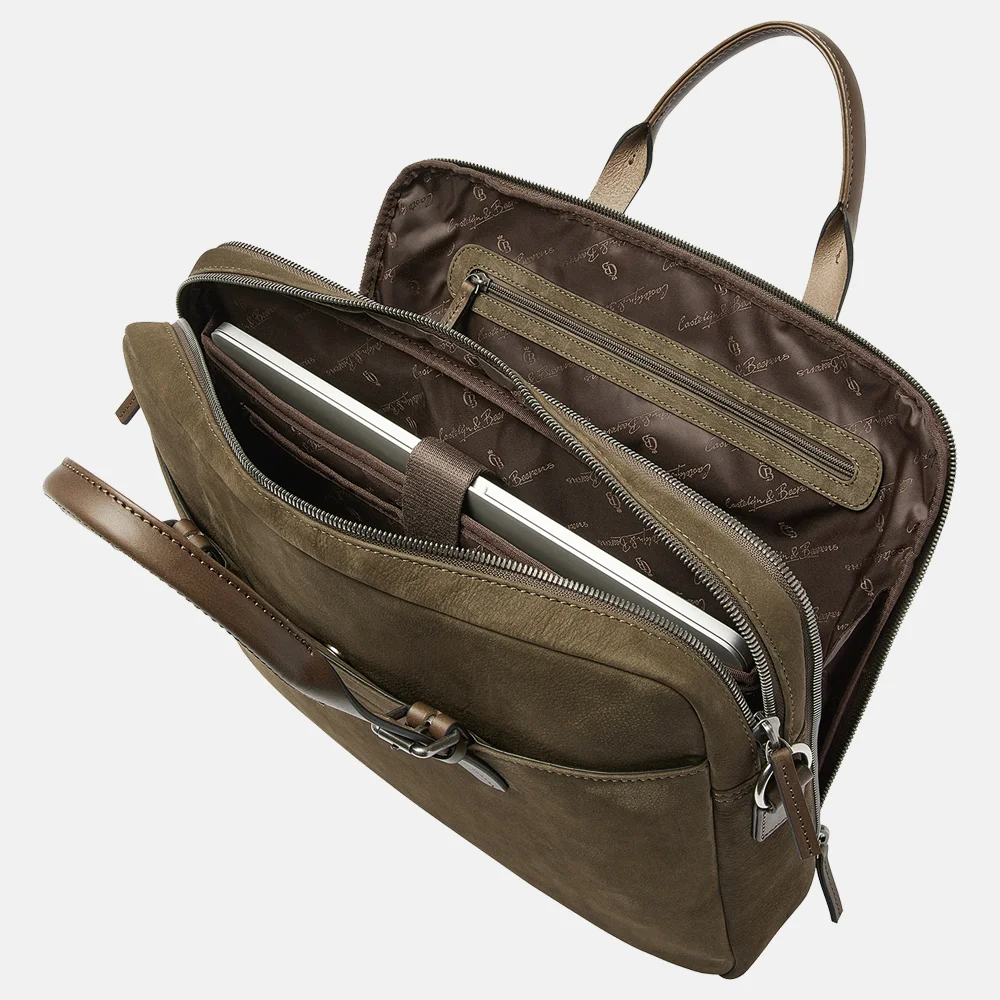 Castelijn en Beerens Nubuck laptoptas 15 inch dark military bij Duifhuizen